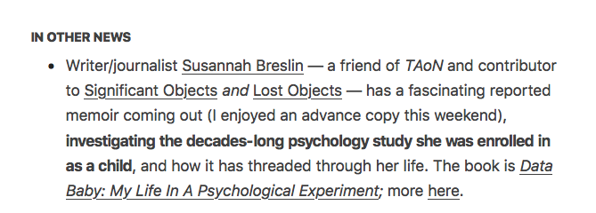 A Information Newborn Shout-out — SUSANNAH BRESLIN